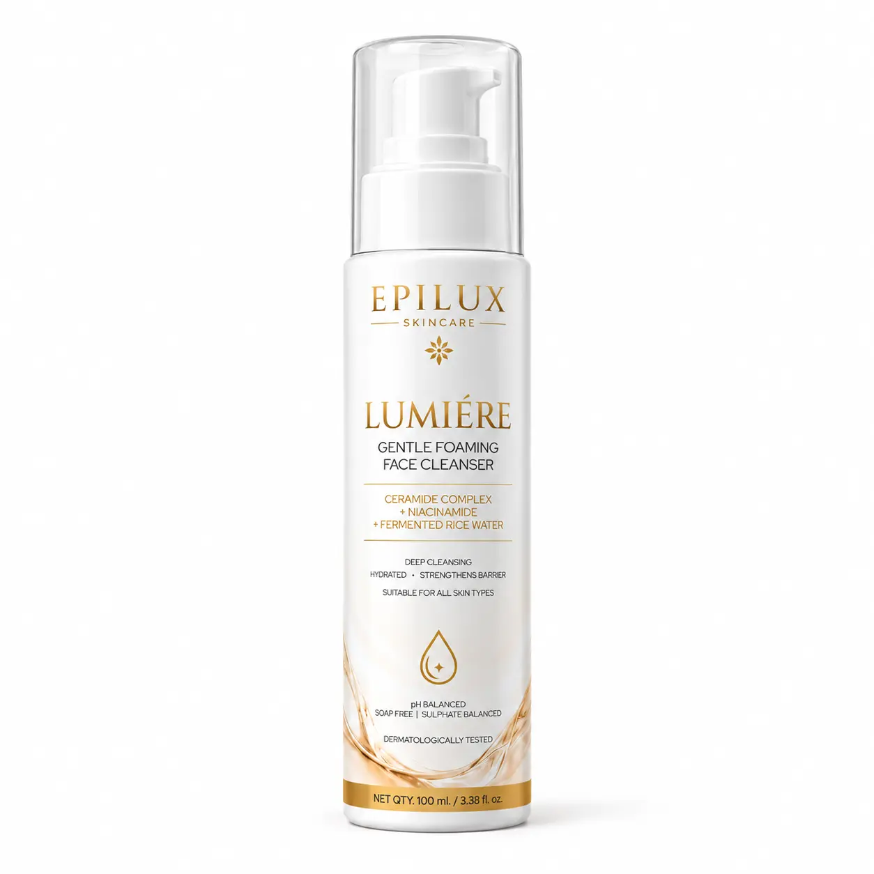 A gentle daily foaming face cleanser with ceramide complex, niacinamide and fermented rice water.
